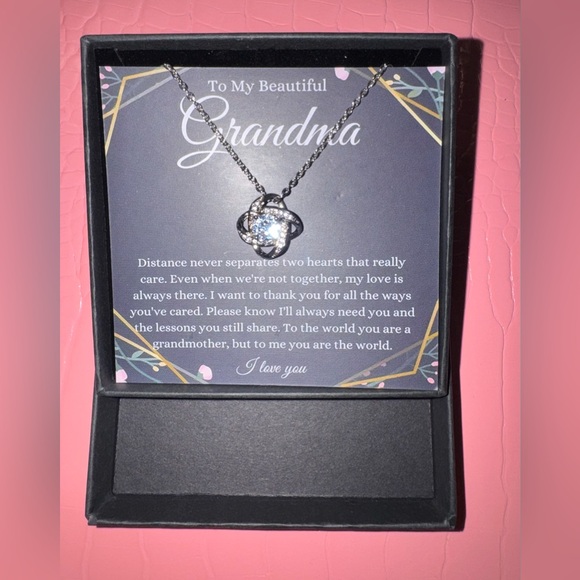 Jewelry - Elegant Silver 14k White Gold Cubic Zirconia Stone Necklace for Grandma